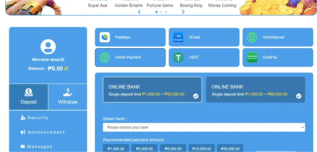 Deposit at slotvip at Bank Counters